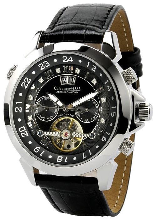 Wrist watch Calvaneo 1583 Astonia Steel Diamond Black for Men - picture, photo, image