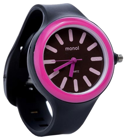 Wrist watch Kawaii Factory Monol plastic (cherno-rozovye) for women - picture, photo, image