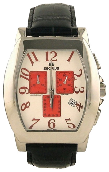 Wrist watch Seculus 4469.1.816 ss case, white with red eyes for men - picture, photo, image
