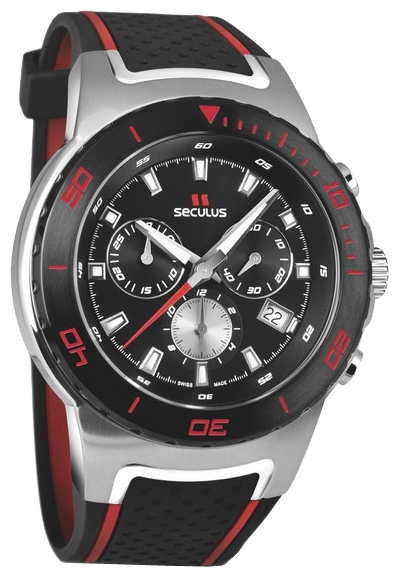 Wrist watch Seculus 4488.2.503 black, ss tr-ipb red for men - picture, photo, image